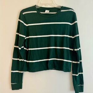Tillys Destined Green Striped Long Sleeve Top L women’s